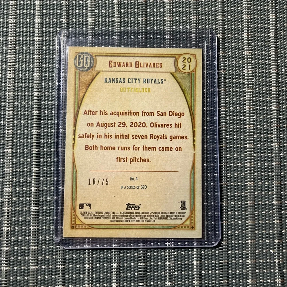 Num RC: 18/75 ⚾️ Edward Olivares Topp’s (GQ) Gypsy Queen Rookie Baseball Card #4